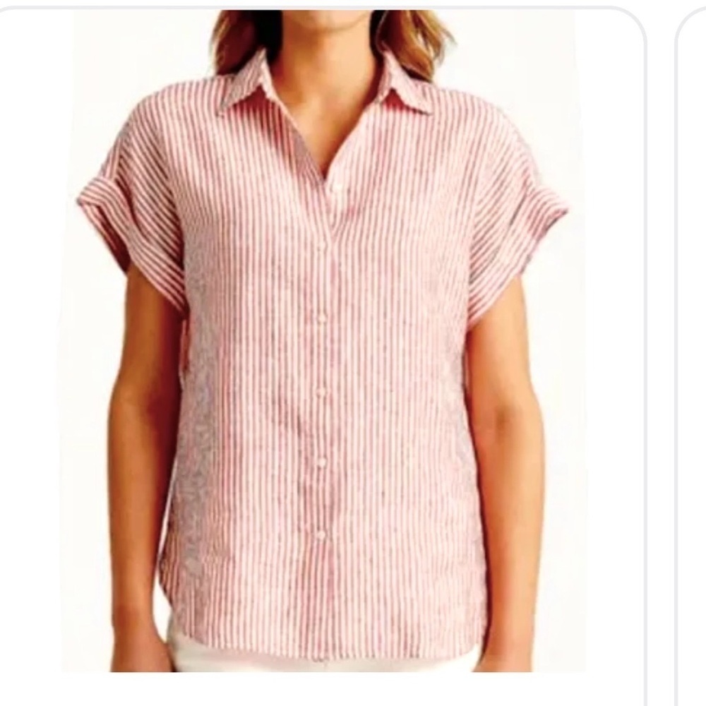 NWT Casa Cabana Sammie Dobby Pink & White Stripe Tunic